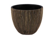 STRIPES BLACK GOLD EGG POT 16X15CM NM