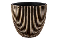 STRIPES BLACK GOLD EGG POT 18X17CM NM