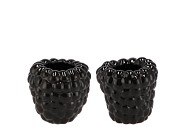 RASPBERRY VASE BLACK 14X13CM