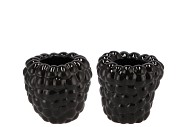 RASPBERRY VASE BLACK 16X16CM