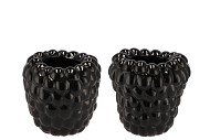 RASPBERRY VASE BLACK 19X19CM