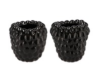 RASPBERRY VASE BLACK 24X24CM