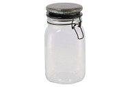 AMBER GLASS JAR WITH LID GREEN 11X22CM
