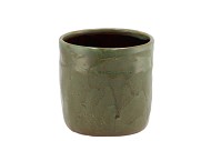 IRON STONE GREEN GLAZED POT 12X11CM