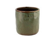 IRON STONE GREEN GLAZED POT 13X13CM