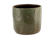 IRON STONE GREEN GLAZED POT 19X17CM