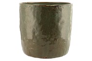 IRON STONE GREEN GLAZED POT 30X28CM