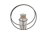 METAL RACK CIRCLE GREY BOTTLE GLASS 10X22CM