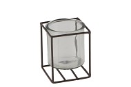 METAL RACK GREY SQUARE GLASS 8X10CM