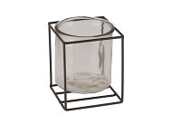 METAL RACK GREY SQUARE GLASS 10X12CM