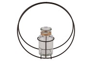 METAL RACK CIRCLE GREY BOTTLE GLASS 11X25CM