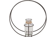 METAL RACK CIRCLE GREY BOTTLE GLASS 13X28CM