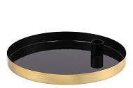 MARRAKECH BLACK CANDLE PLATE ROUND 22X2,5CM