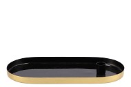 MARRAKECH BLACK CANDLE PLATE OVAL 30X14X2,5CM