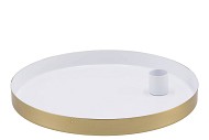 MARRAKECH WHITE CANDLE PLATE ROUND 22X2,5CM