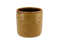 IRON STONE YELLOW GLAZED POT 13X13CM