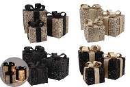 SPARKLE BLACK/GOLD GIFTBOX WITH LED S/3 25X20CM