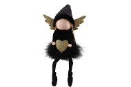 FLUFFY ENGEL STAAND BLACK/GOLD 17X10X35CM