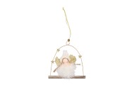 FLUFFY ENGEL HANGEND WHITE/GOLD 15X5X18CM