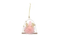 FLUFFY ENGEL HANGEND OLD PINK 15X5X18CM