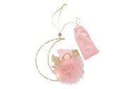 FLUFFY ENGEL HANGEND OLD PINK 14X4X18CM