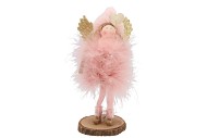 FLUFFY ENGEL STAAND OLD PINK 9X6X18CM