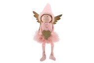 FLUFFY ENGEL STAAND OLD PINK 17X10X35CM