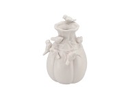 BIRD VASE MAT WHITE 13X13X19CM