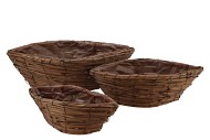 WICKER PLANTER OVAL 42X22X12CM S/3