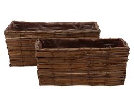 WICKER PLANTER RECTANGLE 42X18CM S/2