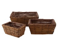 WICKER PLANTER RECTANGLE 36X24X15CM S/3