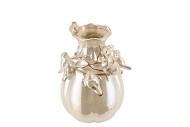 BIRD VASE WHITE PEARL 13X13X19CM