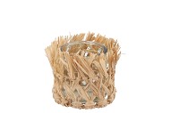 IBIZA NATURAL STRAW HOLDER GLASS 10X10CM NM