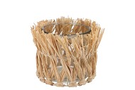 IBIZA NATURAL STRAW HOLDER GLASS 12X12CM NM