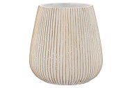 STRIPES WHITE GOLD POT 16X17CM NM
