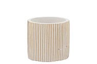 STRIPES WHITE GOLD CYLINDER POT 9X8CM NM