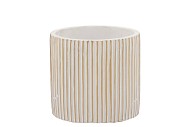 STRIPES WHITE GOLD CYLINDER POT 11X10CM NM