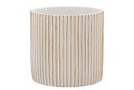 STRIPES WHITE GOLD CYLINDER POT 15X14CM NM