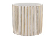 STRIPES WHITE GOLD CYLINDER POT 15X14CM NM