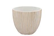 STRIPES WHITE GOLD EGG POT 14X13CM NM