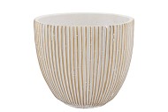 STRIPES WHITE GOLD EGG POT 16X15CM NM