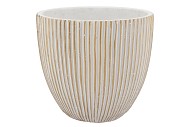 STRIPES WHITE GOLD EGG POT 18X17CM NM