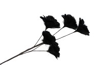 SILK FEATHER FLOWER BLACK 5 OP STEEL 85CM NM