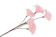 SILK FEATHER FLOWER PINK 5 OP STEEL 85CM NM