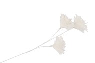 SILK FEATHER FLOWER WHITE 3 OP STEEL 80CM NM