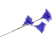 SILK FEATHER FLOWER PURPLE 3 OP STEEL 80CM NM