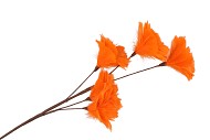 SILK FEATHER FLOWER ORANGE 5 OP STEEL 85CM NM