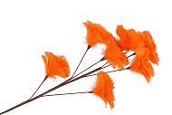 SILK FEATHER FLOWER ORANGE 7 OP STEEL 95CM NM