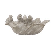 CONCRETE BIRD BOWL LEAF 33X24X15CM