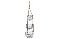 WIRE BASKET WITH ROPE BLACK 26X126CM NM
